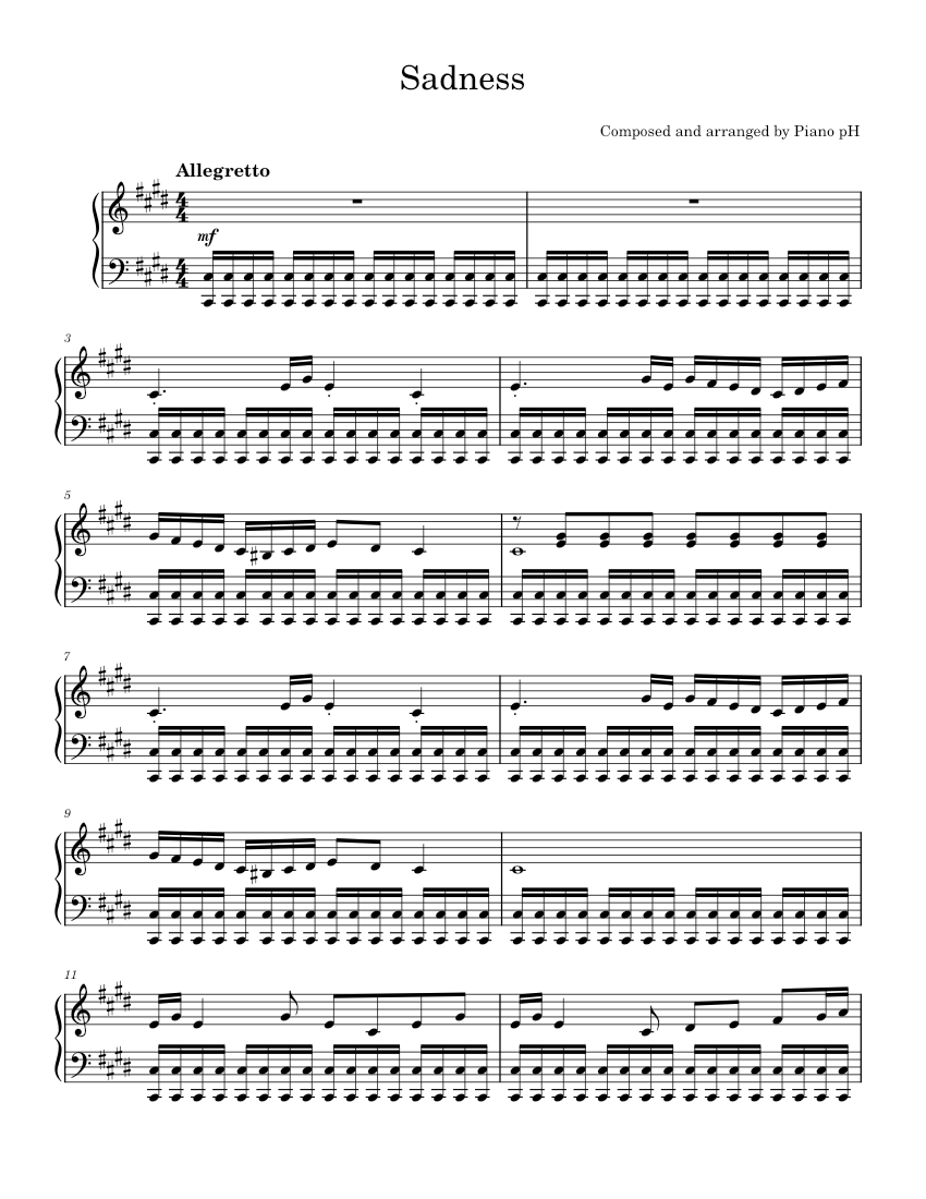 Sadish Notes.pdf Sadness Sheet music for Piano (Solo) | Musescore.com