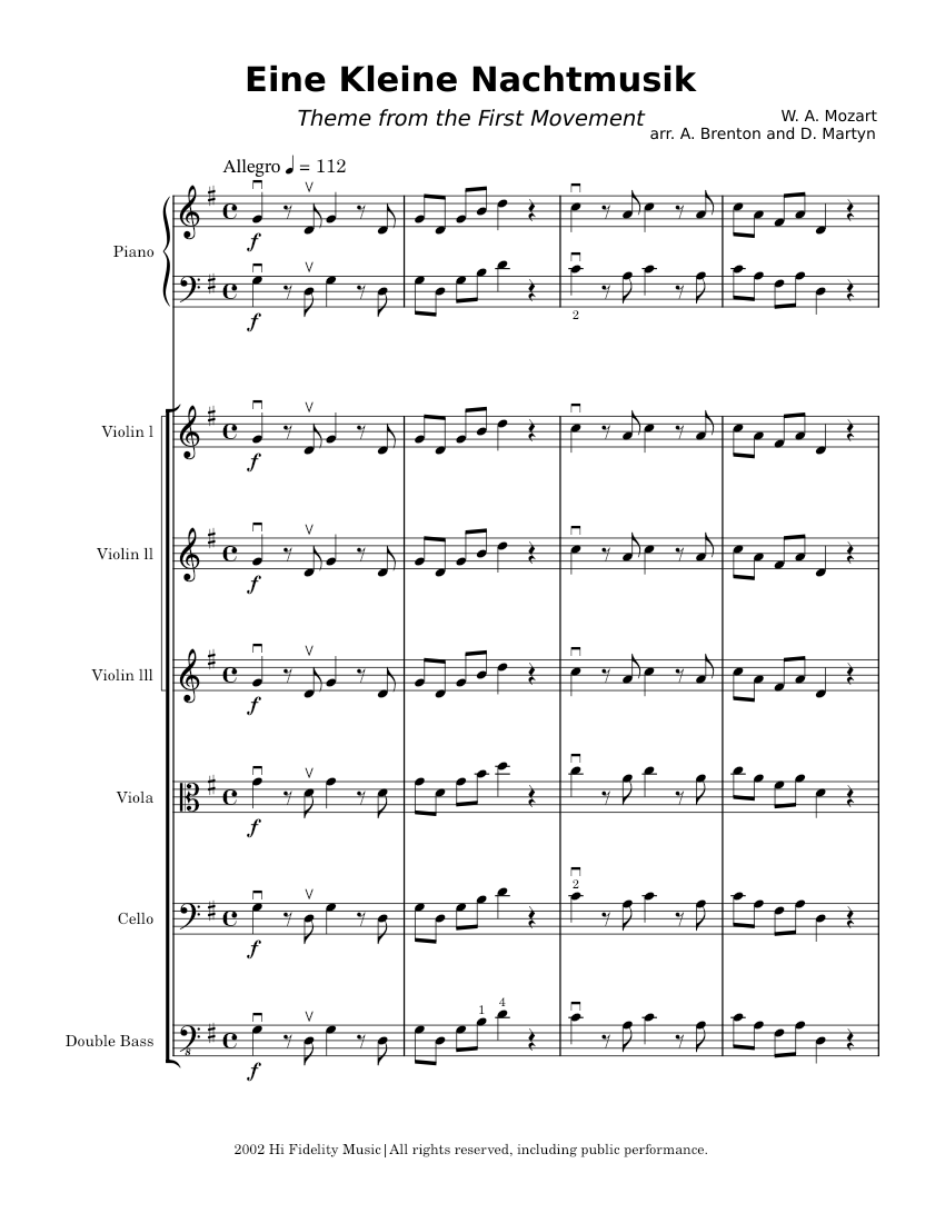Eine Kleine Nachtmusik – Wolfgang Amadeus Mozart Eine Kleine Nachtmusik ...