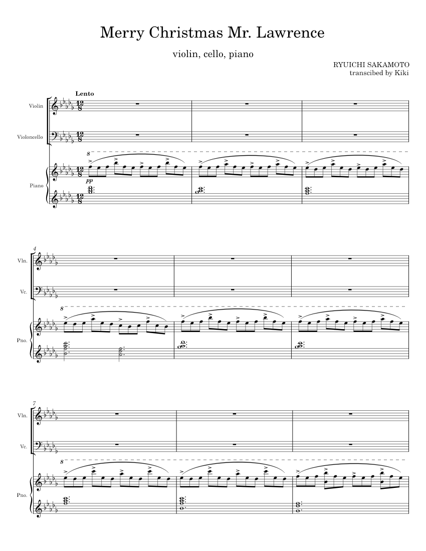 Trio/Scores/Ryuichi Sakamoto　楽譜＆VHS Merry Christmas, Mr. Lawrence – Ryuichi Sakamoto Sheet Music for