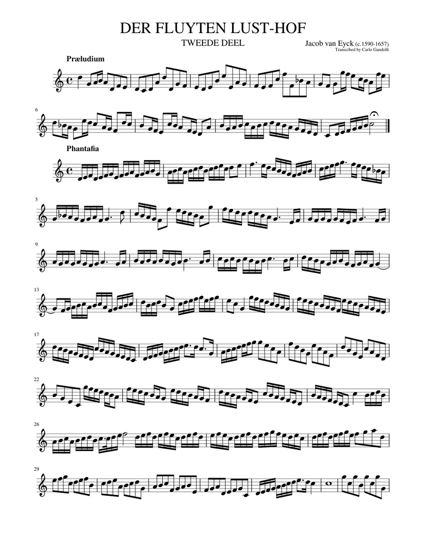 Der Fluyten Lust Hof Vol 2 Sheet Music For Recorder Solo Musescore Com