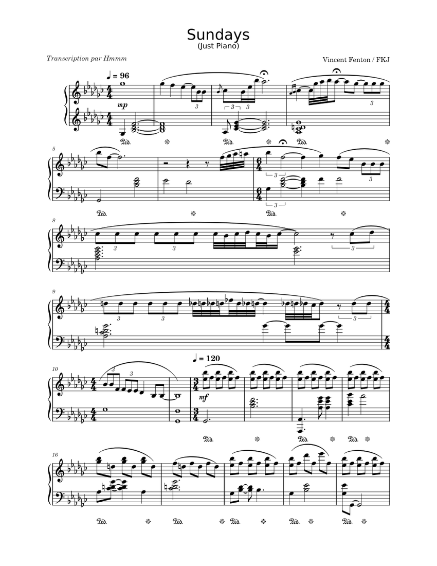 Sundays (Just Piano Version) – FKJ – FKJ Sheet music for Piano (Solo) |  Musescore.com