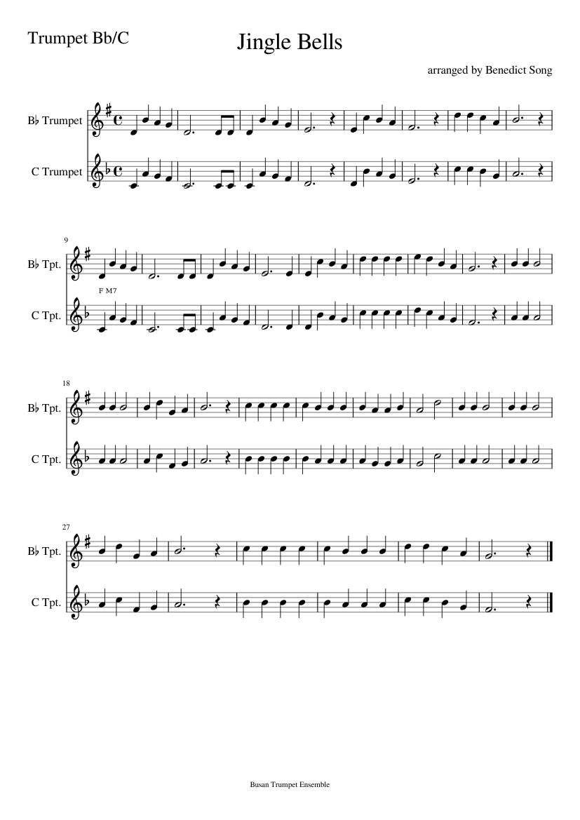 JINGLE BELLS Sheet music for Trumpet in b-flat, Trumpet in c (Brass Duet) |  Musescore.com