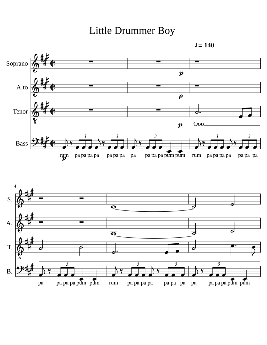 Little Drummer Boy Sheet music for Bass guitar (Solo)