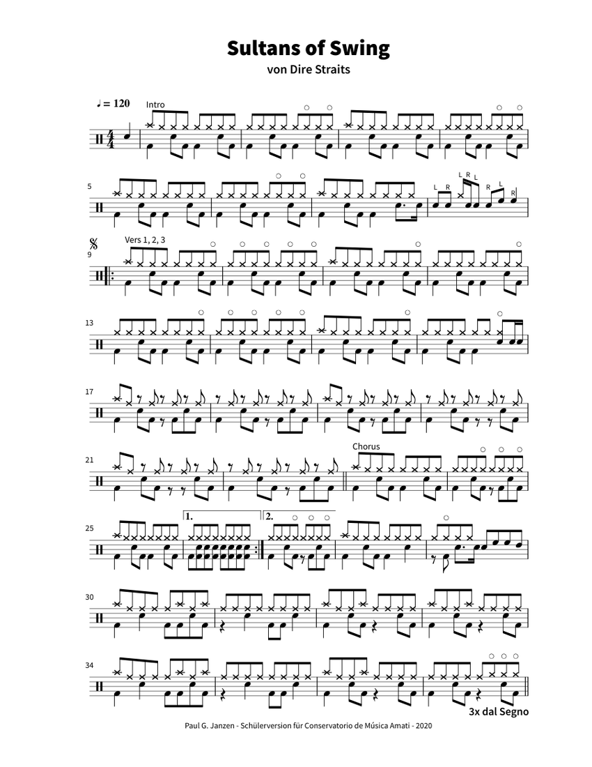Sultans-of-Swing Sheet music for Drum group (Solo) | Musescore.com