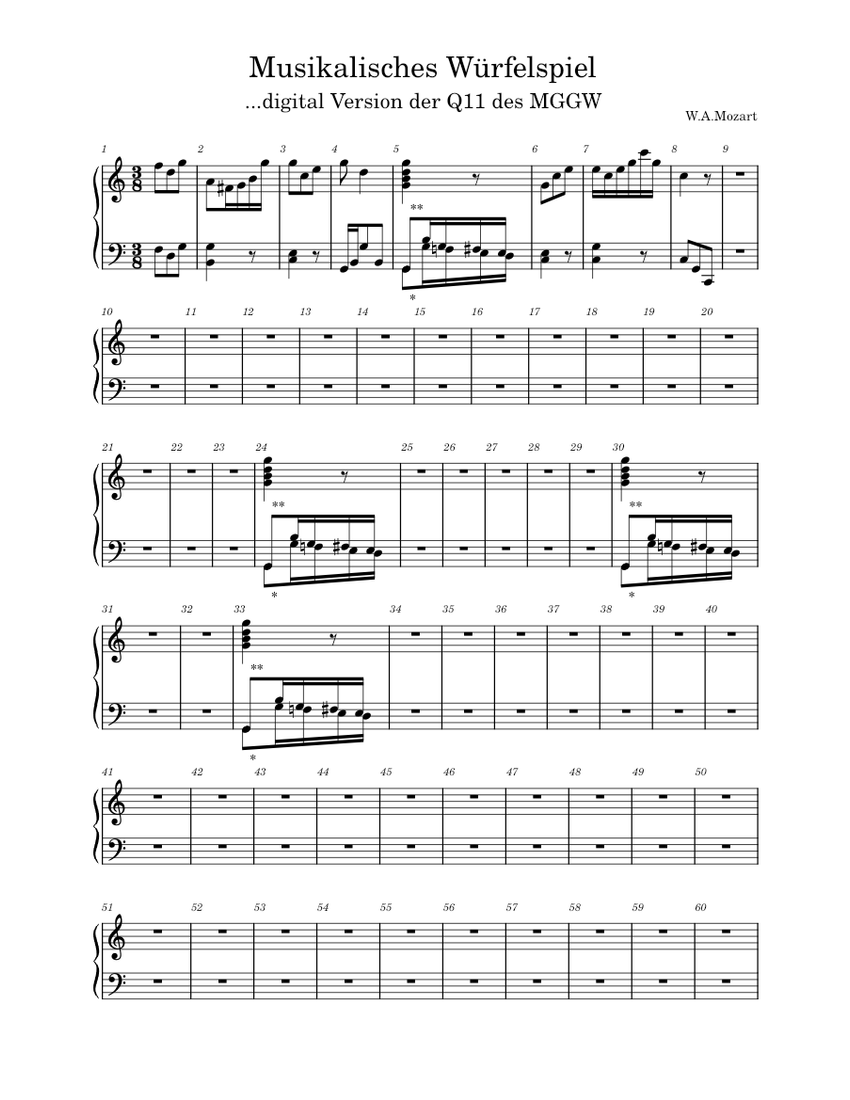 Musikalisches Wuerfelspiel-Rach.mscz Sheet music for Piano (Solo ...