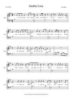Another love – Tom Odell - Partitura Piano e Flauta Sheet music for Piano,  Flute (Piano-Voice)