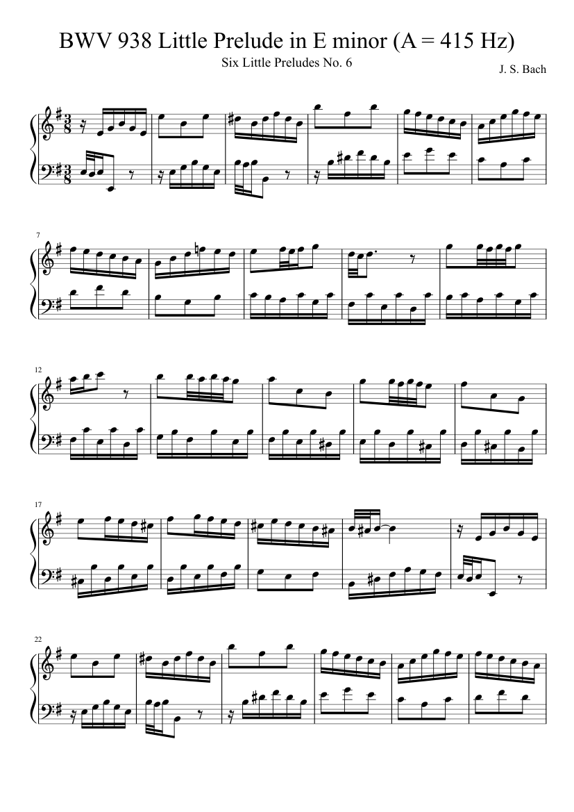 Prelude in E minor BWV 938