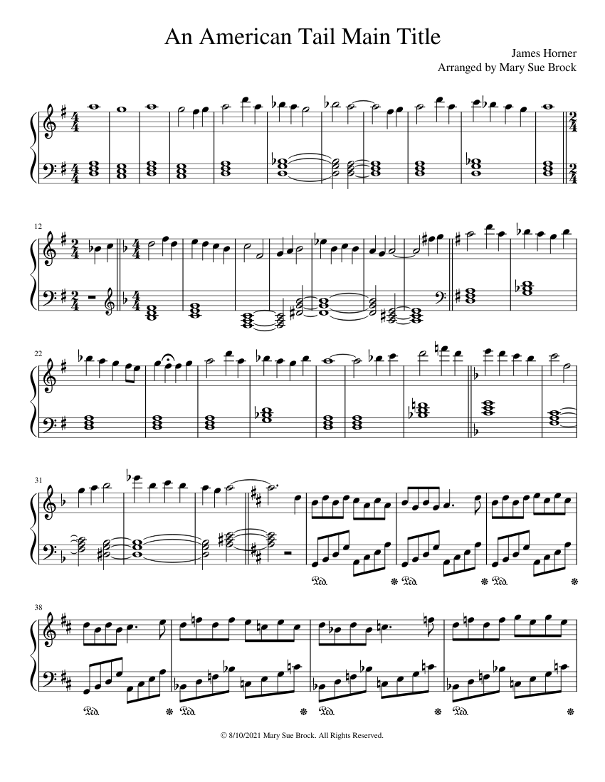 An American Tail Main Title (WIP) - James Horner Sheet Music for Piano ...