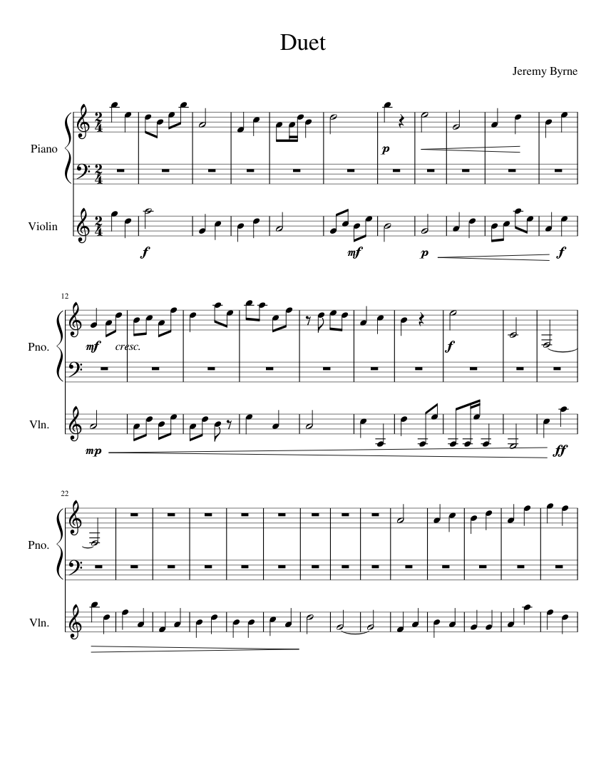 Duet Sheet music for Piano, Violin (Solo) | Musescore.com