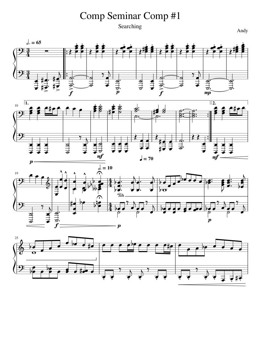 Comp1 Music Comp Seminar Comp #1 Sheet music for Piano (Solo) | Musescore.com
