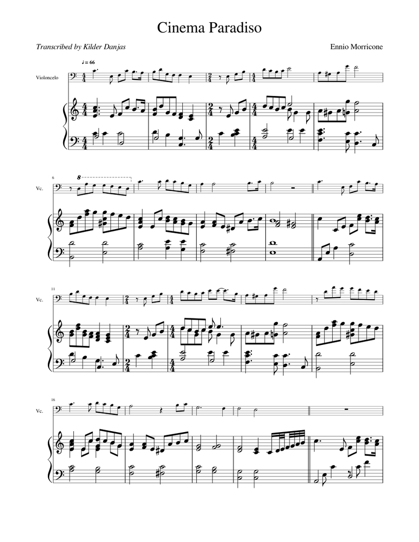 Cinema Paradiso Sheet music for Piano, Cello (Solo) | Musescore.com