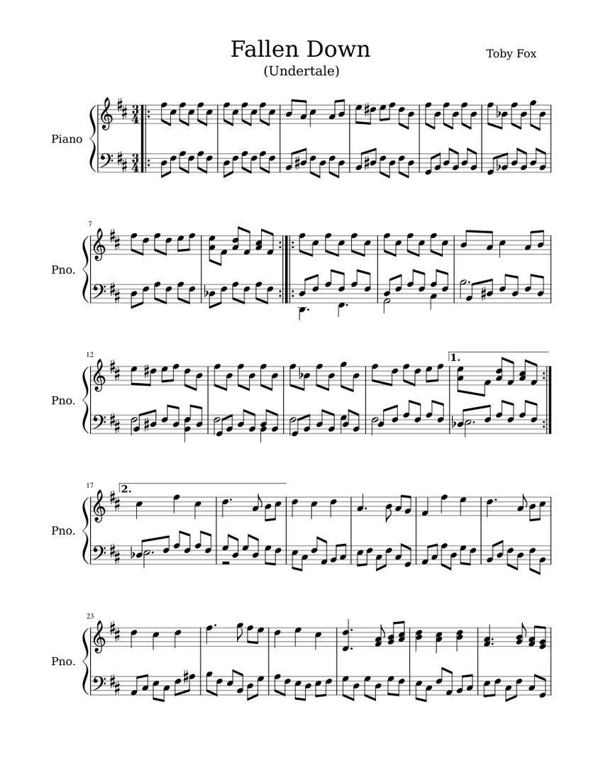 Fallen Down - Undertale (Piano Solo) - piano tutorial