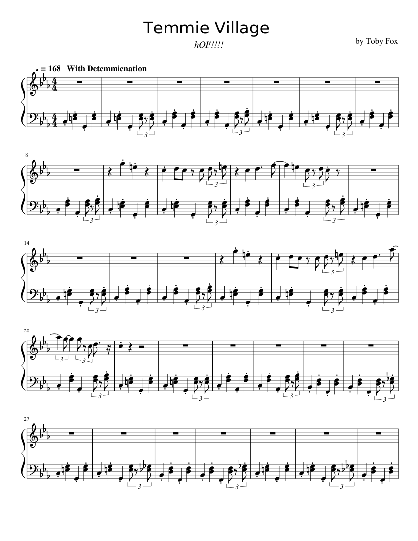 テンミー村 - アンダーテール 楽譜 ピアノ (ソロ) easy | MuseScore.com