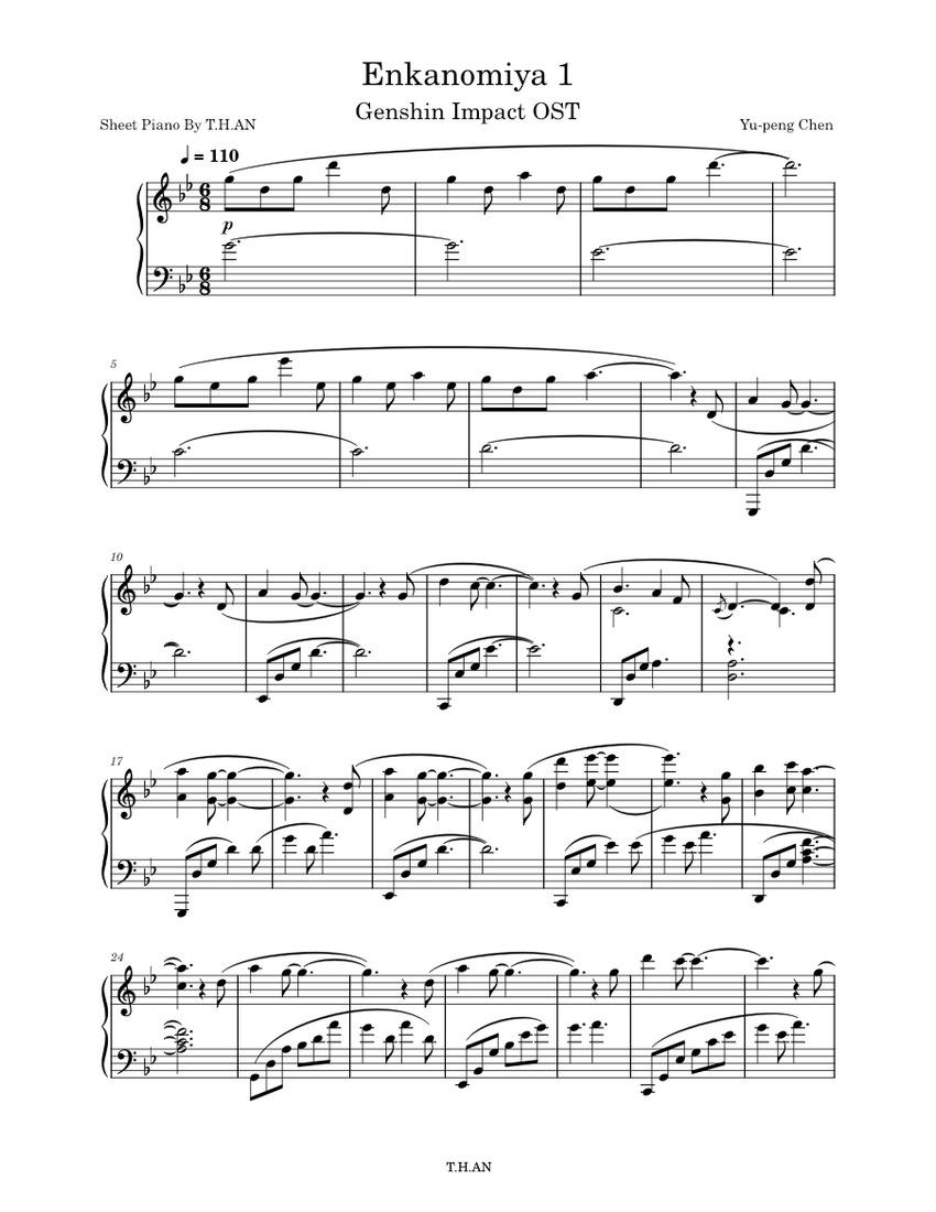 Enkanomiya 1 Genshin Impact Sheet music for Piano (Solo) Easy