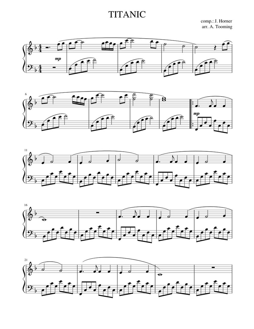 Titanic – James Horner Sheet music for Piano (Solo) Easy | Musescore.com