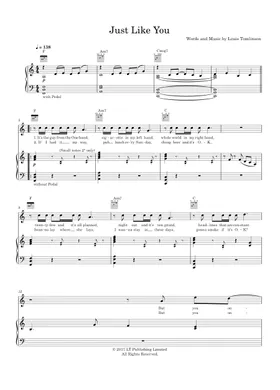 Just Like You Guitar & Piano & Voice Sheet Music by Louis Tomlinson, nkoda