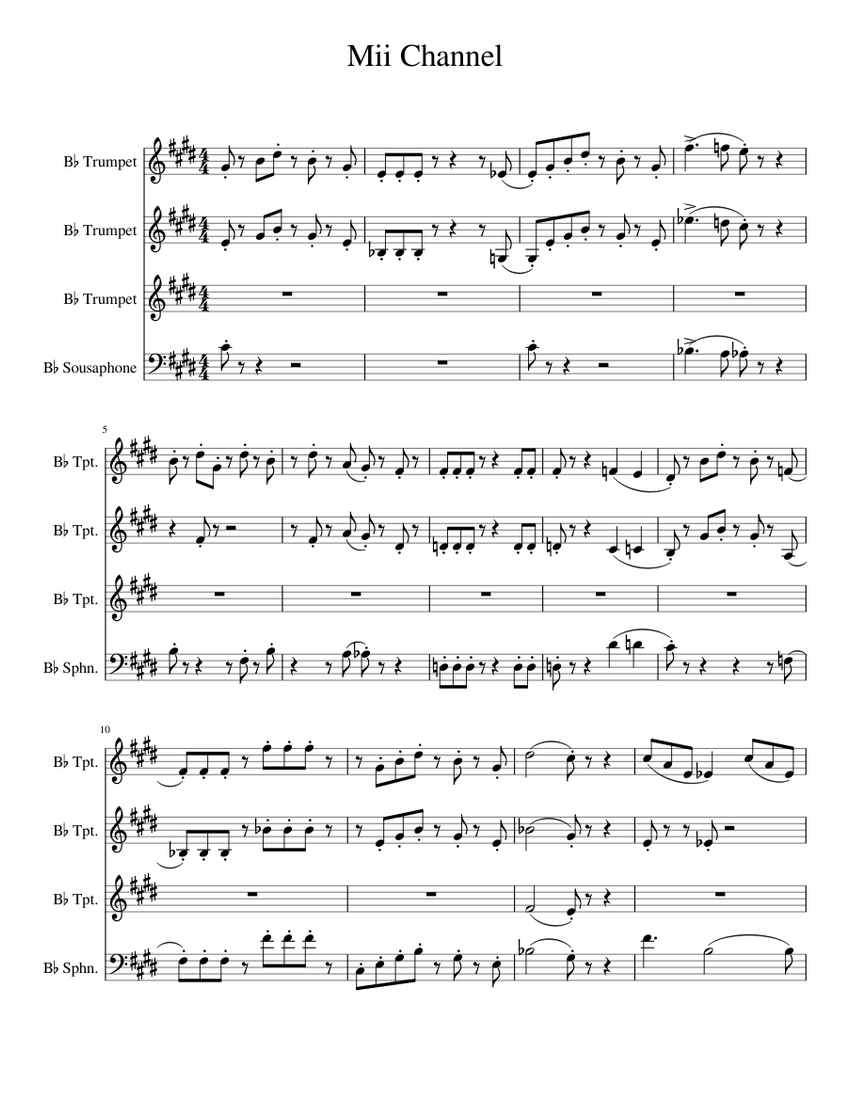 Mii Channel Sheet music for Trumpet in b-flat, Brass (other) (Mixed ...