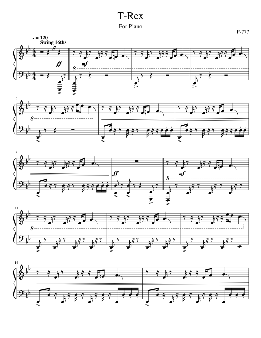 T-Rex - F-777 Sheet music for Piano (Solo) | Musescore.com