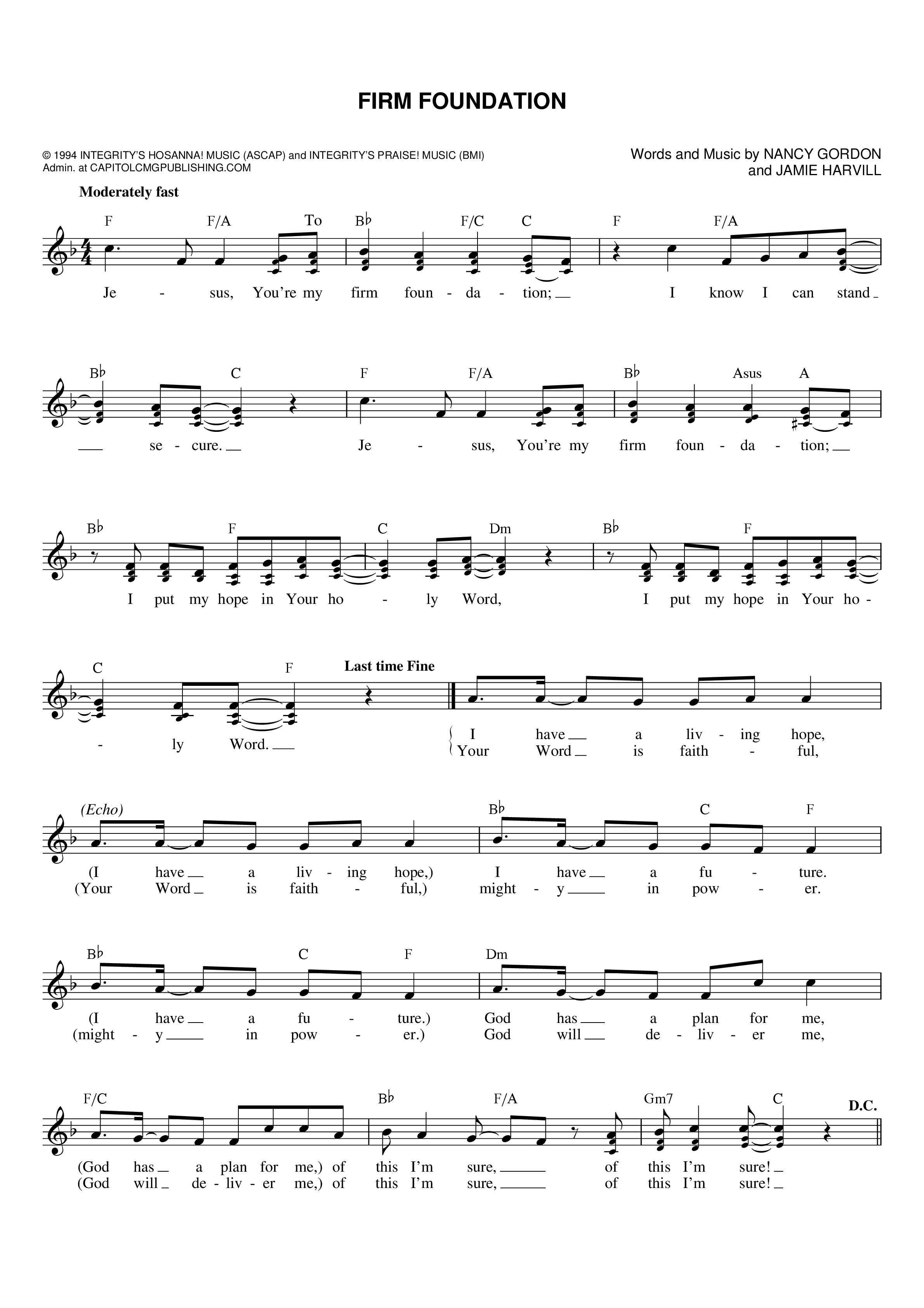 Play Official version of Firm Foundation sheet music by Nancy Gordon ...