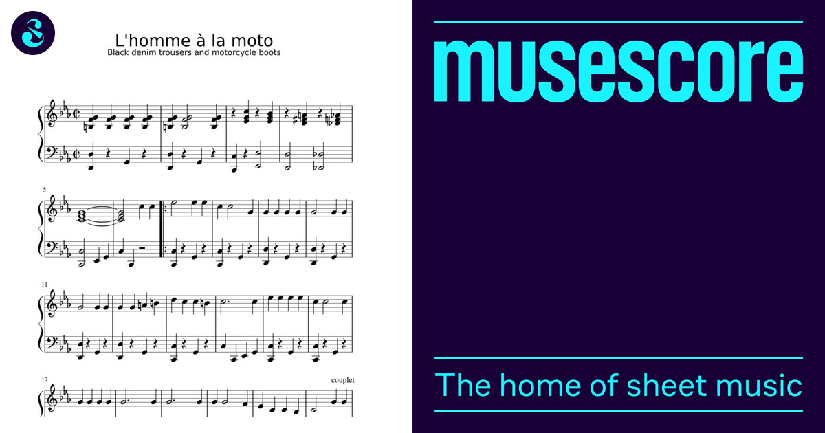 L'homme à la moto (black denim trousers and motorcycle boots) Sheet music  for Piano (Solo) | Musescore.com