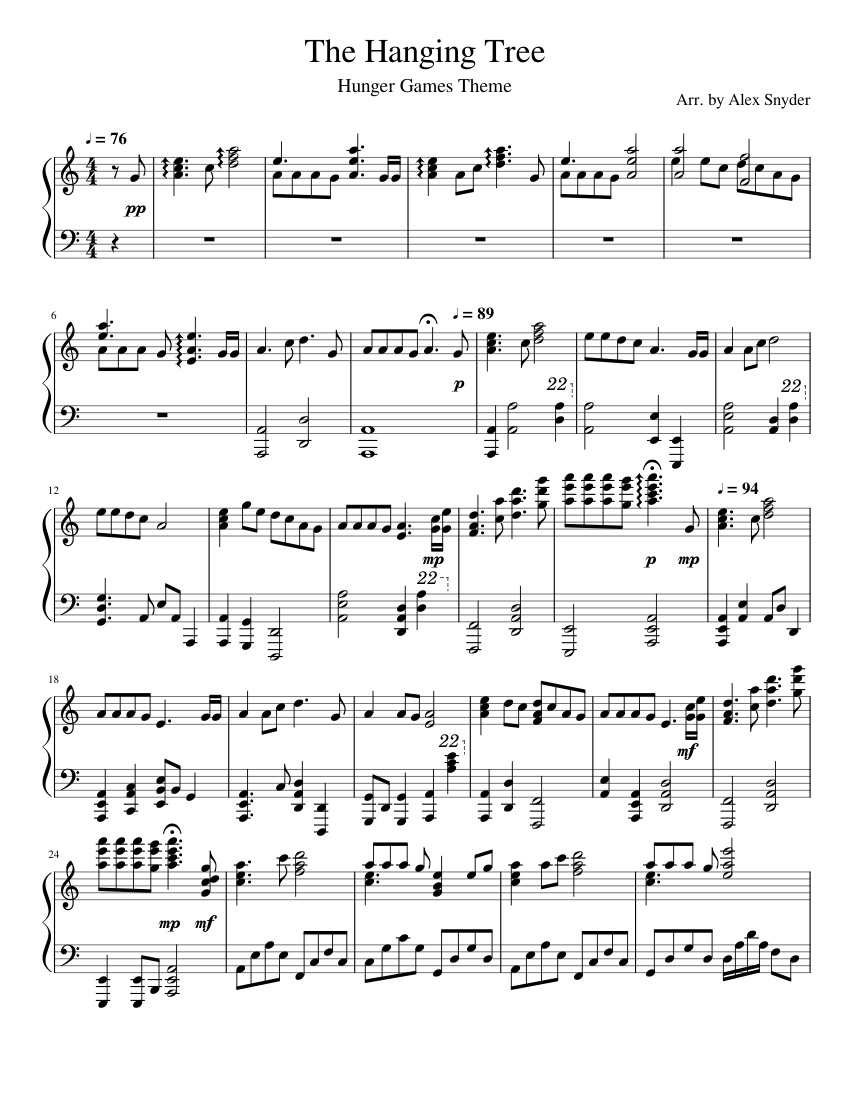 The Hanging Tree- The Hunger Games Sheet music for Piano (Solo) |  Musescore.com