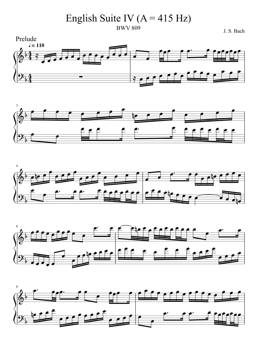 English Suite No.4 in F major BWV 809