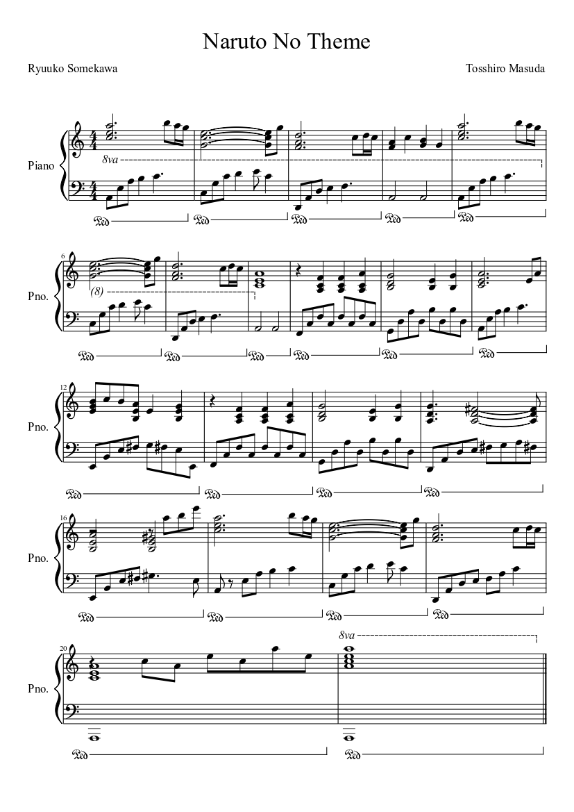 Naruto No Theme Sheet music for Piano (Solo) Easy | Musescore.com