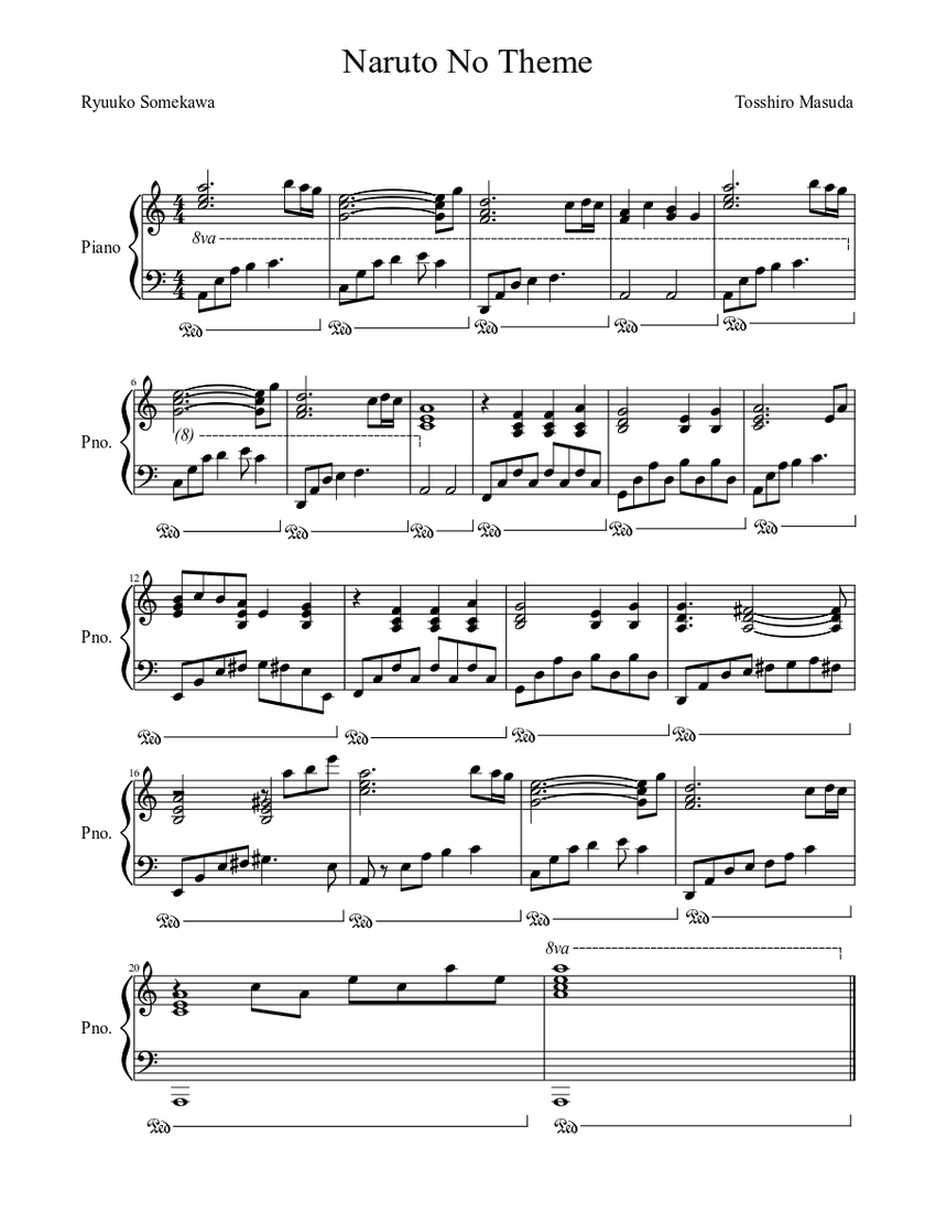 Naruto No Theme Sheet music for Piano (Solo) | Musescore.com