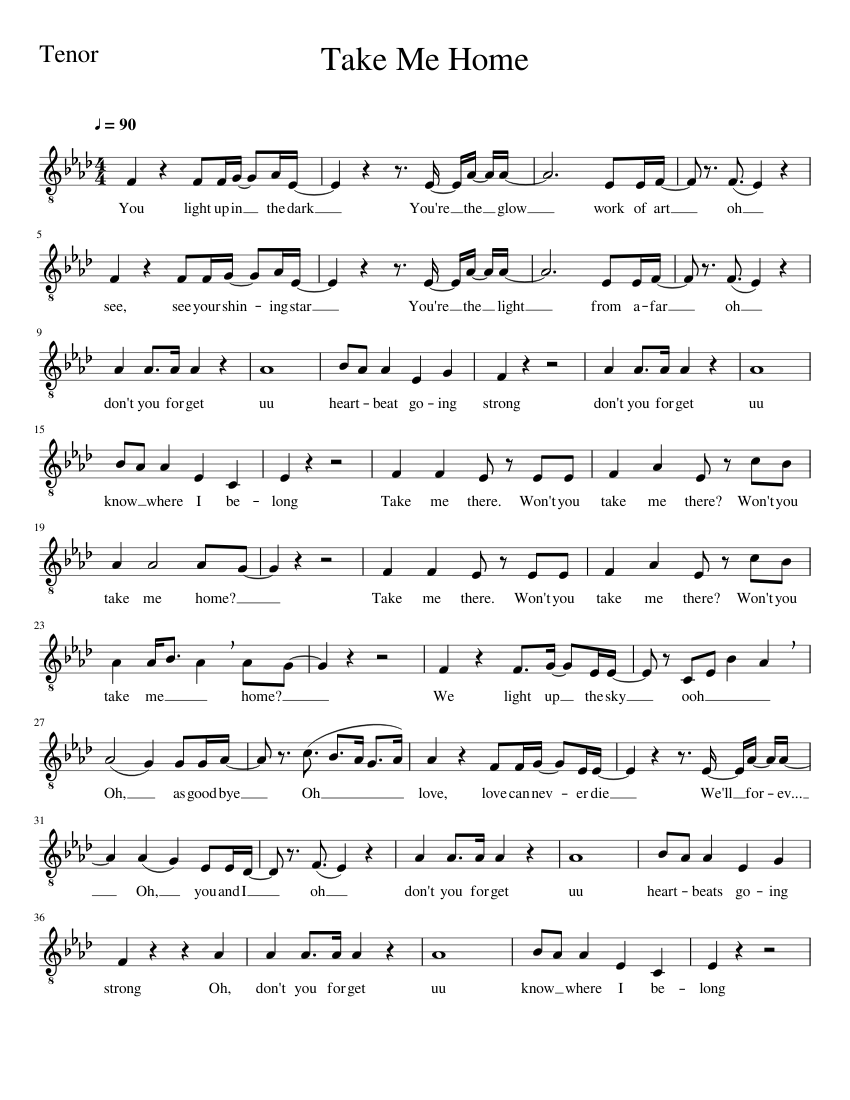 Take Me Home (Tenor) Sheet music for Piano (Solo)