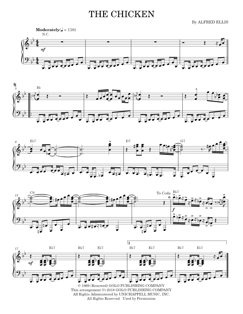 The Chicken Notes Play Official version of The chicken Sheet Music by Jaco Pastorius for ...