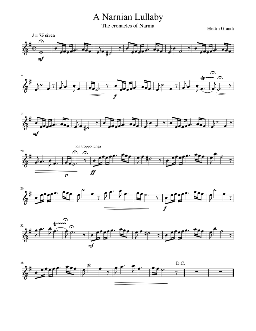 A Narnian Lullaby - Flute solo Sheet music for Flute (Solo) | Musescore.com