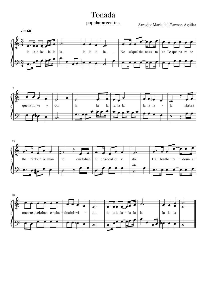 Tonada Sheet music for Piano (Solo) Easy | Musescore.com