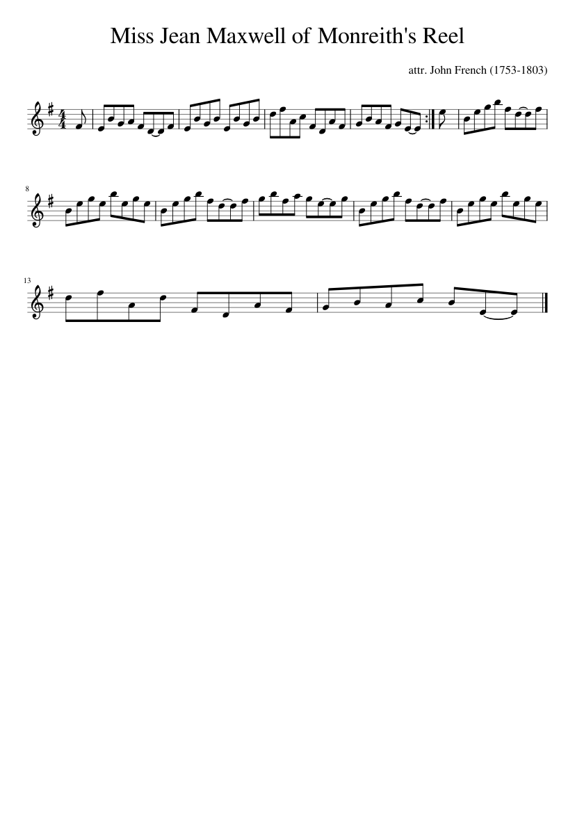 Miss Jean Maxwell of Monreith's Reel