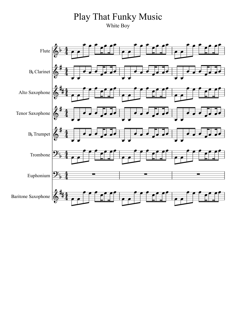 Play That Funky Music Sheet music for Trombone, Flute, Saxophone (Baritone)  (Mixed Trio) | Musescore.com