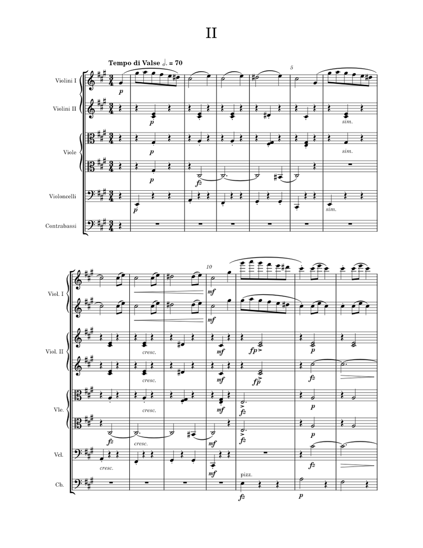 Serenade for Strings, Op.22 II. Tempo di Valse – Antonín Dvořák Sheet music  for Contrabass, Violin, Viola, Cello (Chamber Orchestra) | Musescore.com