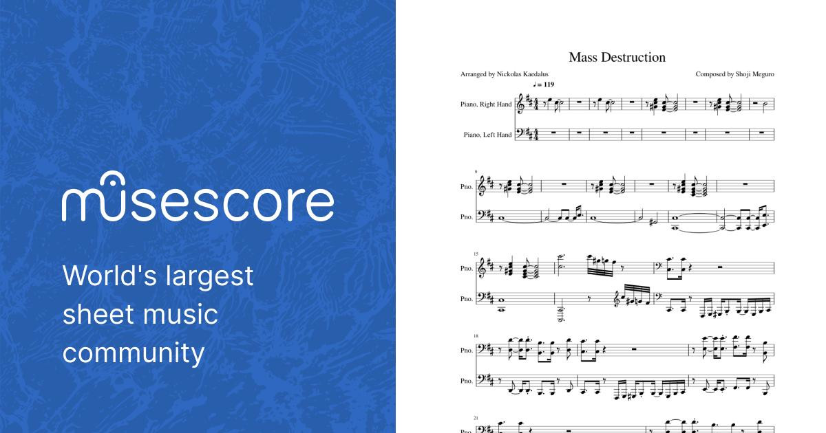 Persona 3] Mass Destruction ~ Piano //Arrangement by Nickolas Kaedalus Sheet  music for Piano (Piano Duo) | Musescore.com