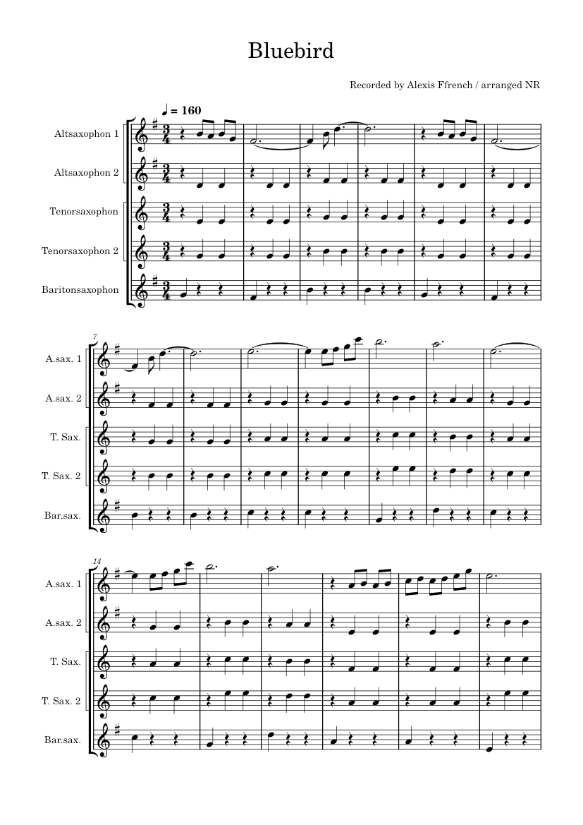 Bluebird – Alexis Ffrench Bluebird-Alexis Ffrench Sheet music for ...