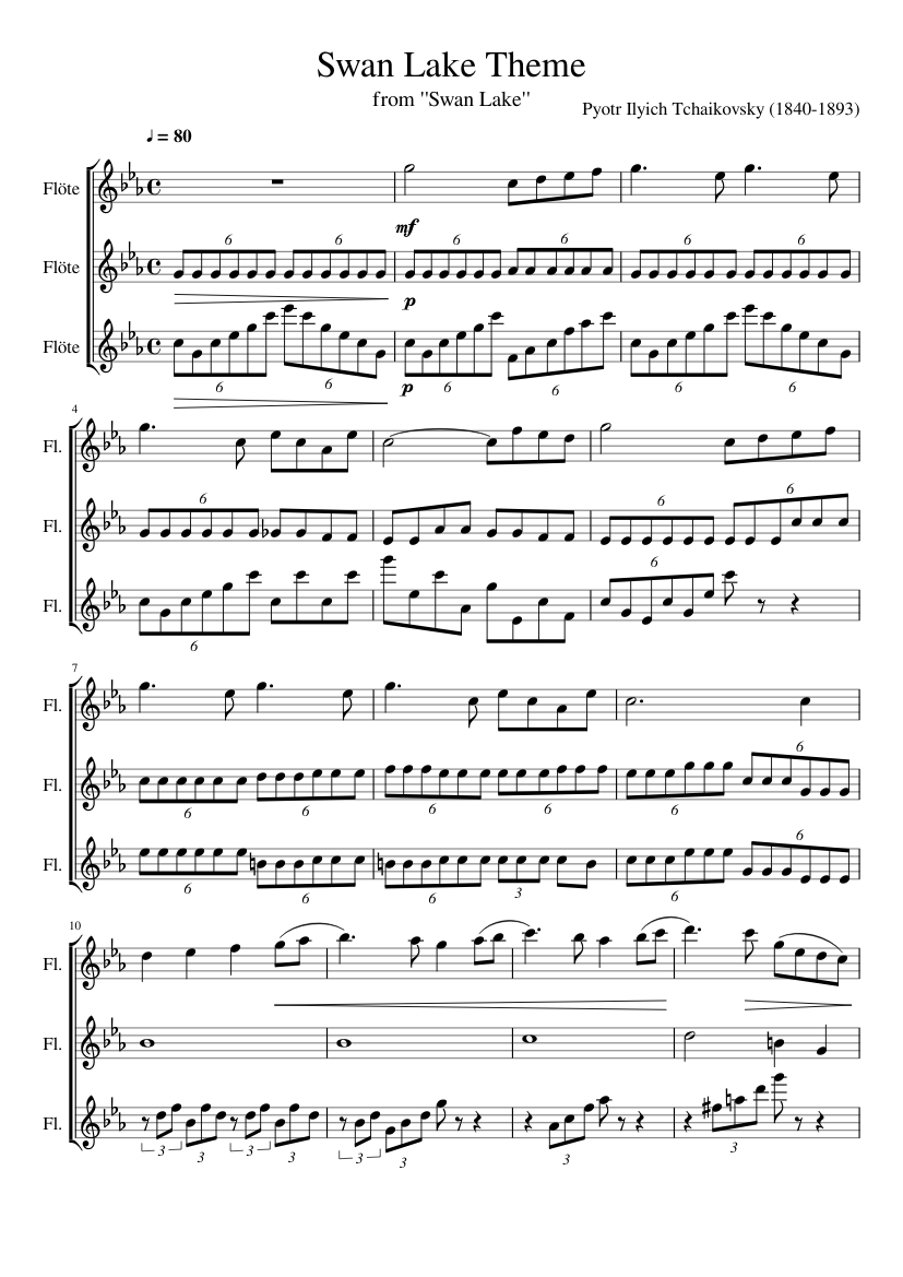Swan Lake Theme for Flute (Mixed Trio) | Musescore.com