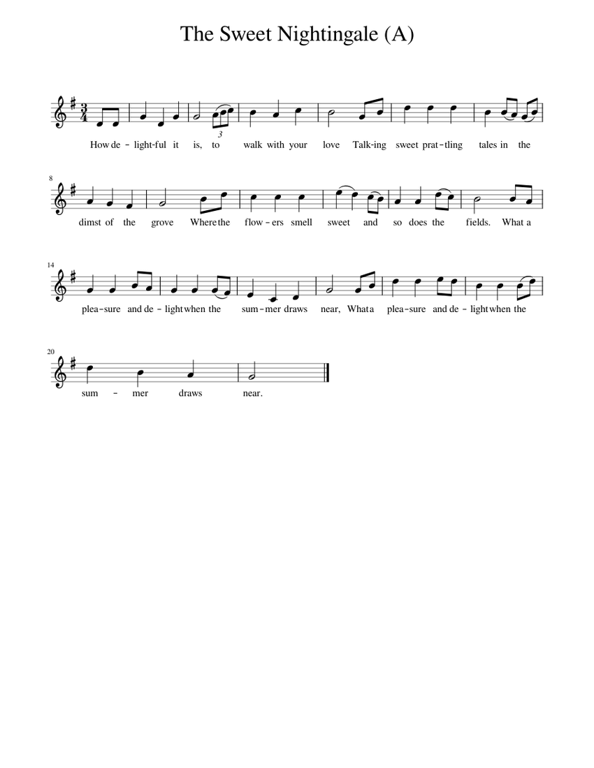 The Sweet Nightingale (A) Sheet music for Piano (Solo) Easy