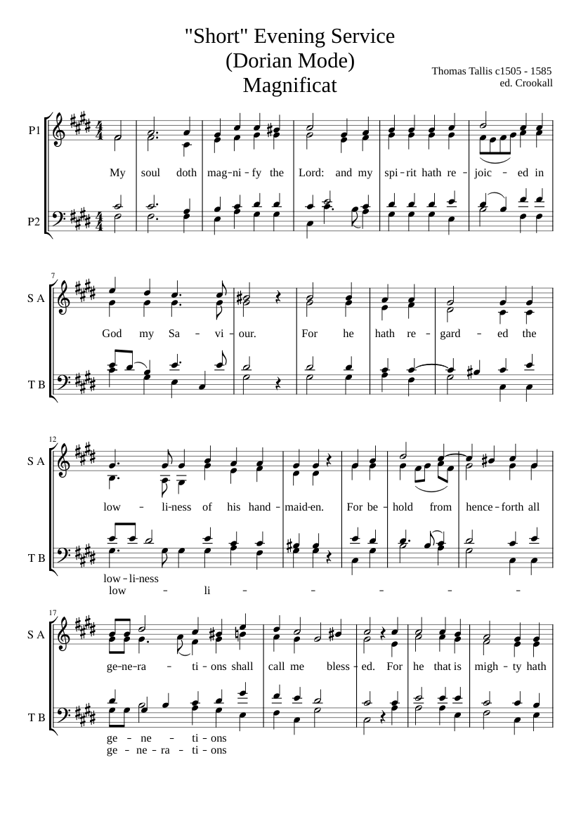 Magnificat and Nunc dimittis from the Short Service in the Dorian mode