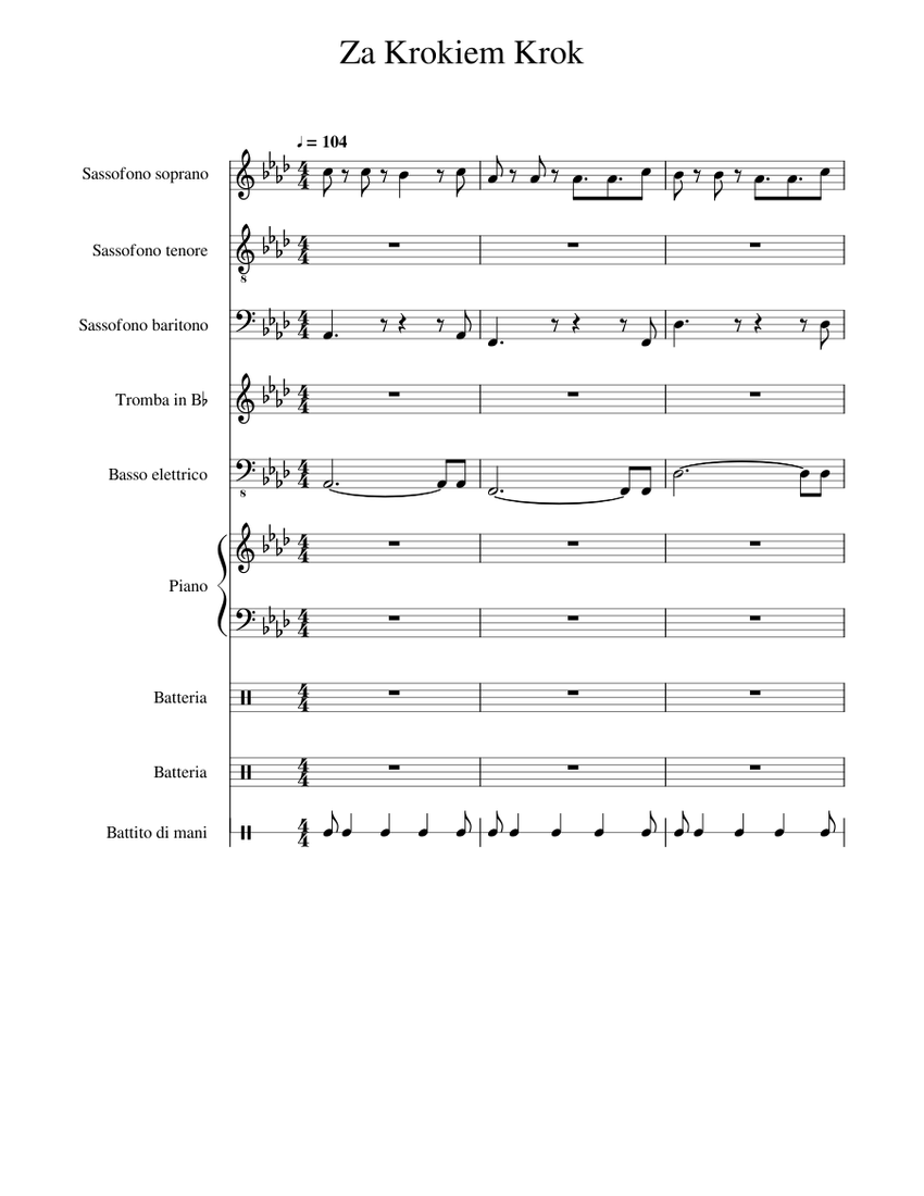 Cleo - Za Krokiem Krok Sheet music for Piano, Saxophone tenor, Saxophone  baritone, Trumpet in b-flat & more instruments (Mixed Ensemble) |  Musescore.com