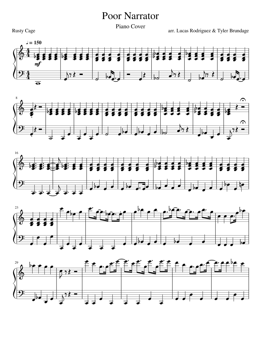 Poor Narrator Rusty Cage Sheet music for Piano (Solo)