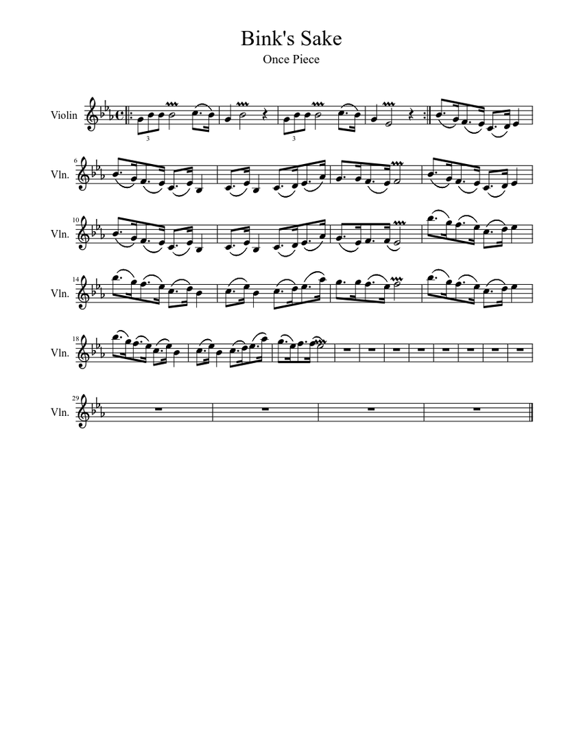 Bink's Sake Sheet music for Violin (Solo) | Musescore.com