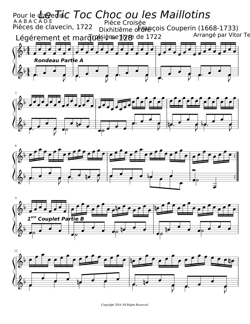 Le Tic Toc Choc ou les Maillotins Sheet Music for Harpsichord
