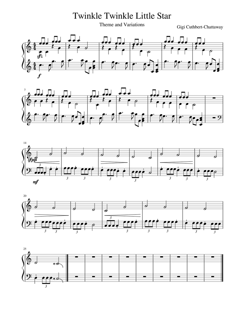 twinke variation Sheet music for Piano (Solo) | Musescore.com