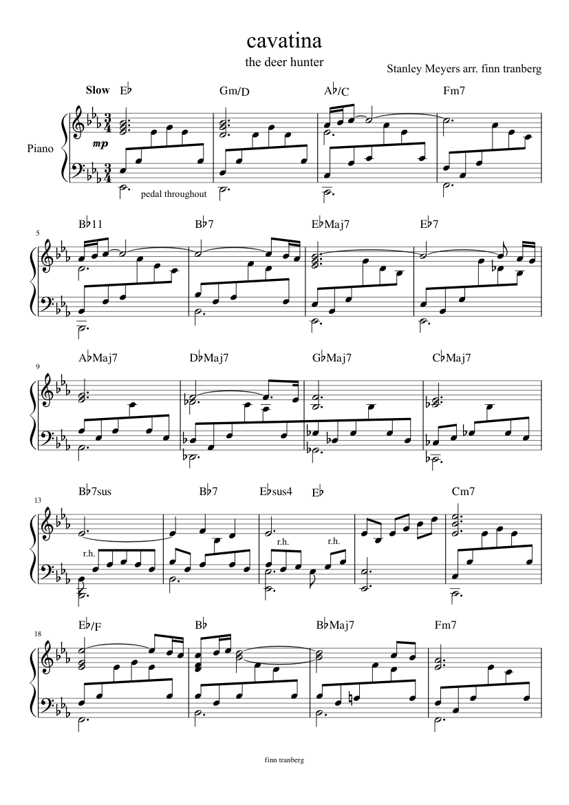 cavatina piano from the deer hunter Sheet music for Piano (Solo) Easy |  Musescore.com