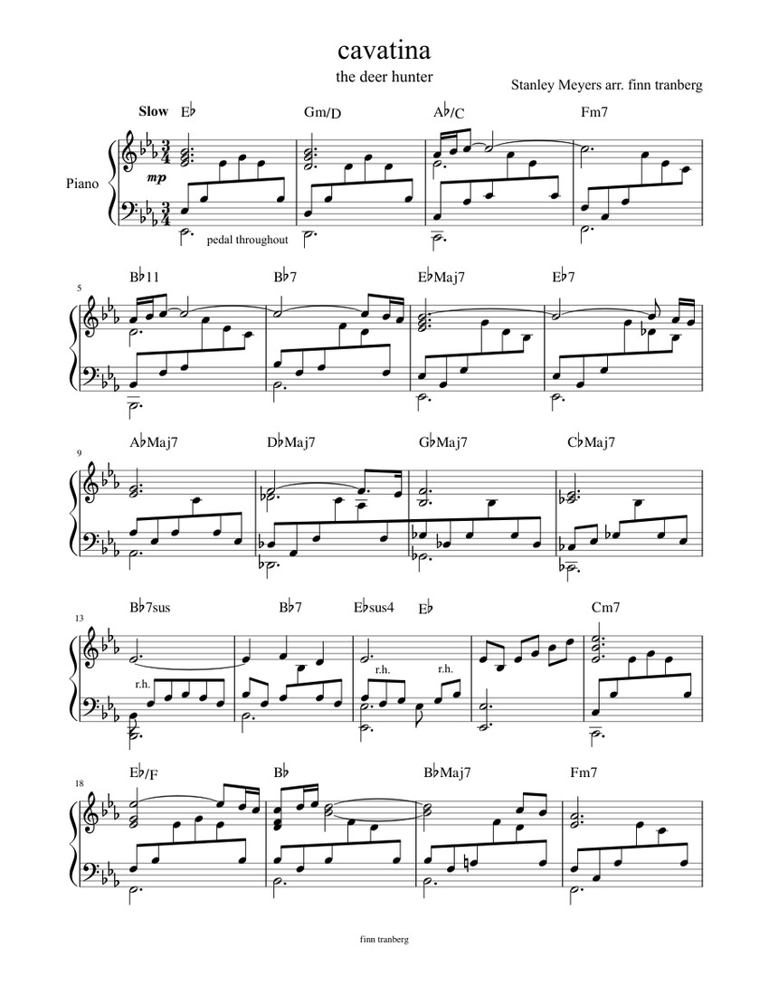 cavatina piano from the deer hunter Sheet music for Piano (Solo ...
