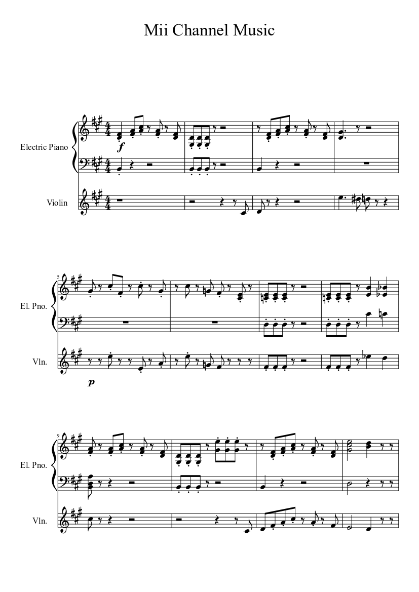 Mii Channel Music Sheet music for Violin (Solo) | Musescore.com