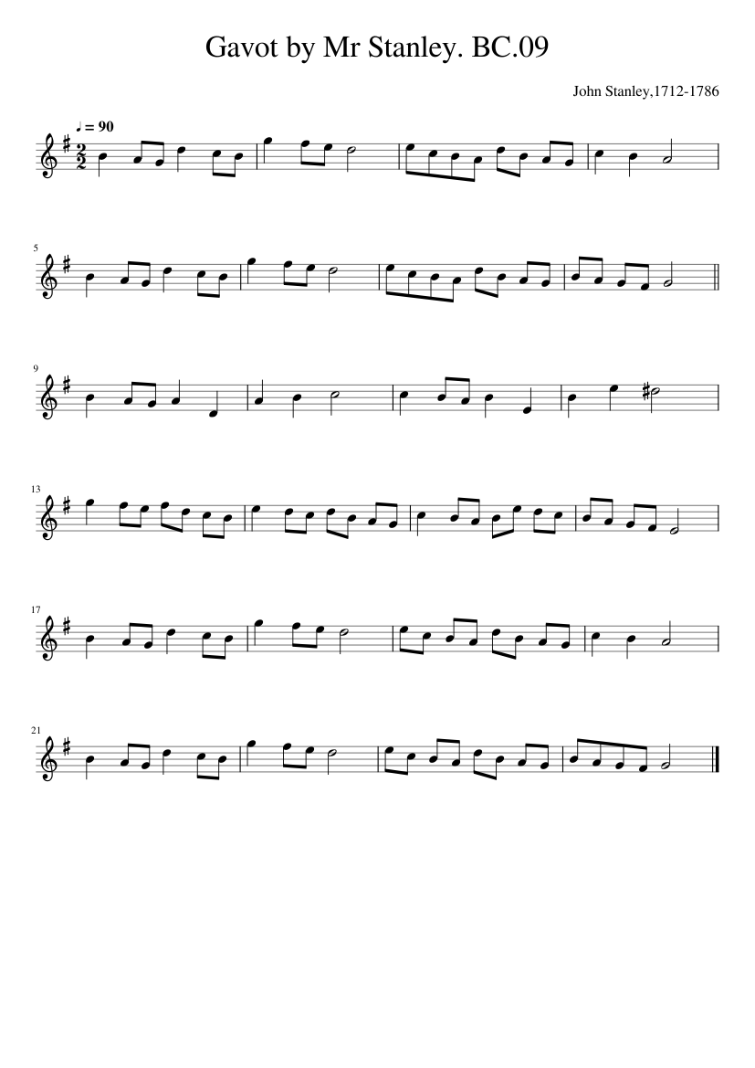 Gavot by Mr Stanley. BC.09