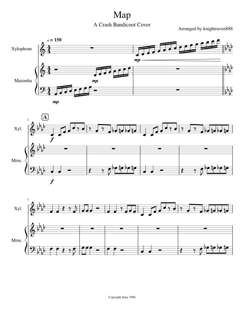 Crash Bandicoot Map Sheet music for Marimba, Xylophone (Solo